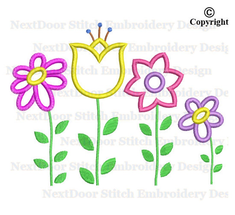 Flowers Embroidery Applique Design Colorful Flower Machine Etsy