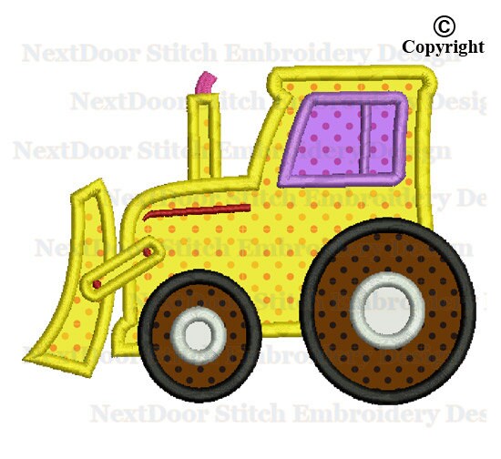 Tractor Bulldozer Embroidery Applique Design Vl019 Etsy