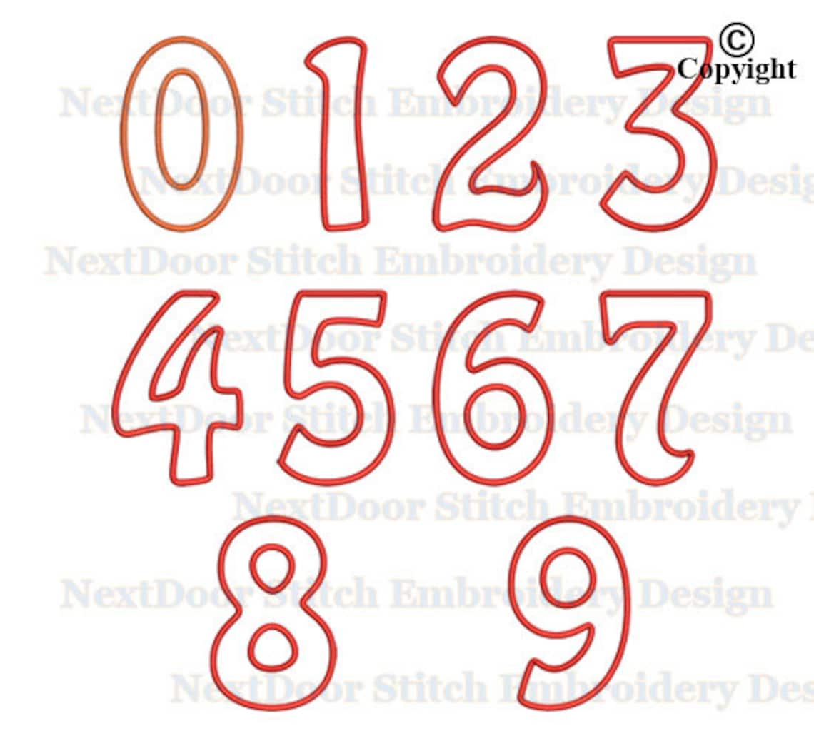 Embroidery Applique Numbers Set 09 Hobo Std Font BX Files Etsy
