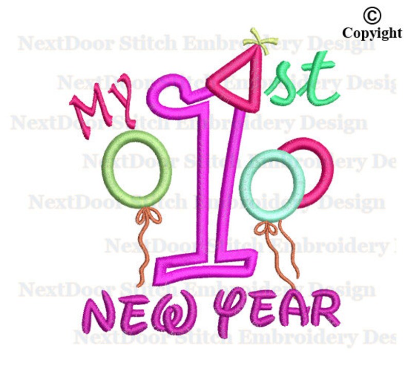 My first new year embroidery applique design 1st balloon hat  etsy My first new year embroidery applique design 1st balloon hat  etsy