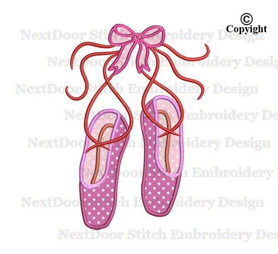 Ballet Shoes Embroidery Applique Design Ballerina Dancing Etsy