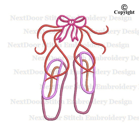 Ballet Shoes Embroidery Applique Design Ballerina Dancing Etsy
