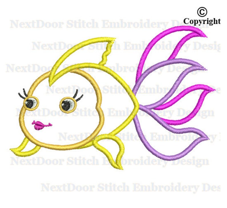 Colorful Goldfish Embroidery Design Girly Gold Fish Applique Etsy