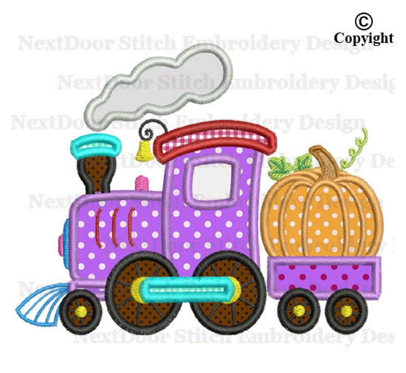 Thanksgiving Pumpkin Train Embroidery Applique Design Steam Etsy
