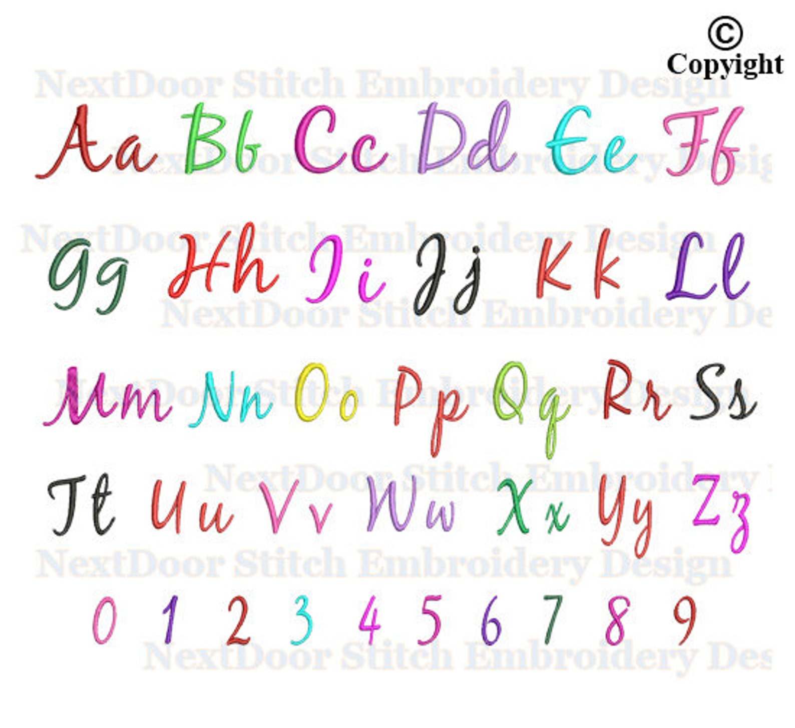 Easy Script Embroidery Font Design Script Alphabet Big Small Etsy