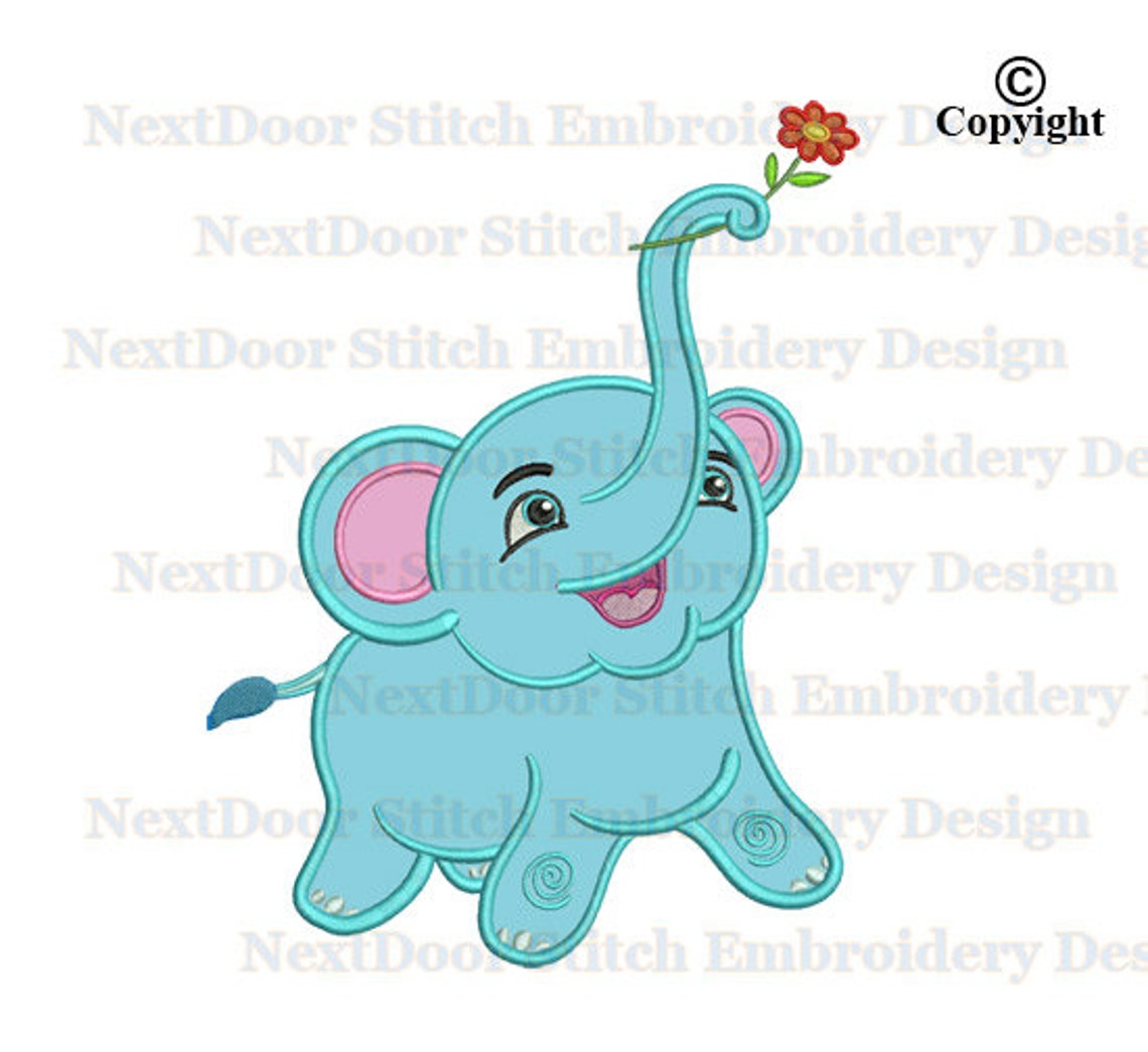 Elephant machine embroidery applique design lil boy elephant  etsy