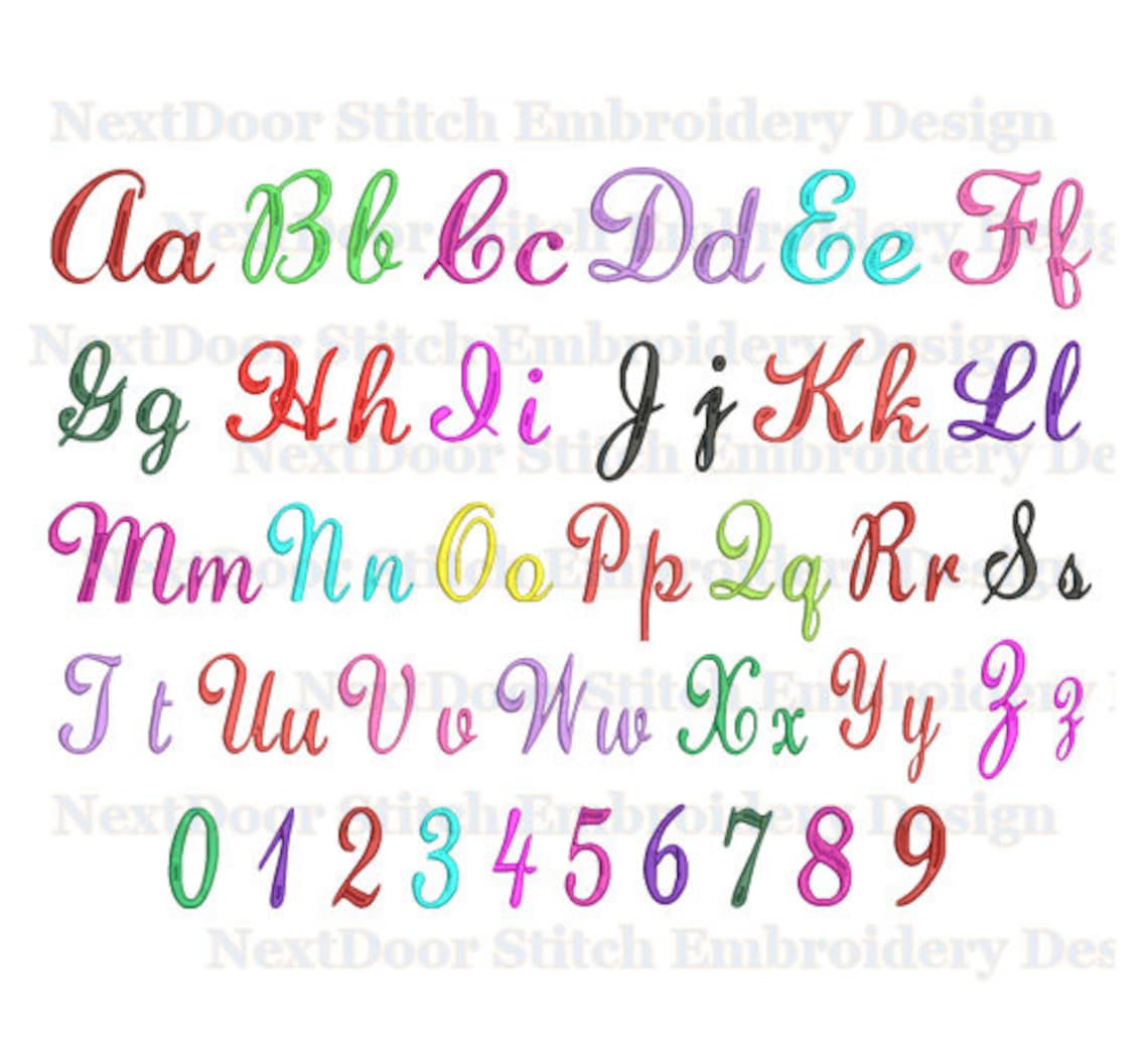 Wedding Script Font Embroidery Design Curly Alphabet Set Etsy Canada