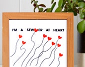 Vintage Sewing Trivet Wall Hanging Ceramic Tile Wood Frame I 39 m A Sewer At Heart Wall Art I Heart Sewing