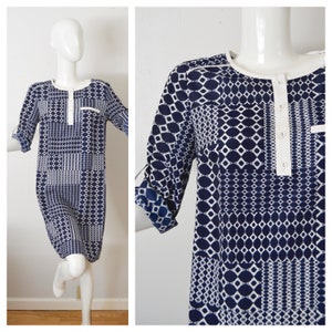 Abstract Patterned Shirt Dress | Mod Shift Dress 3/4 Sleeve SPENSE Women&#39;s Size 6 US