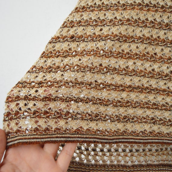 Brown Crochet Knit Blouse Short Sleeve Open Knit … - image 10