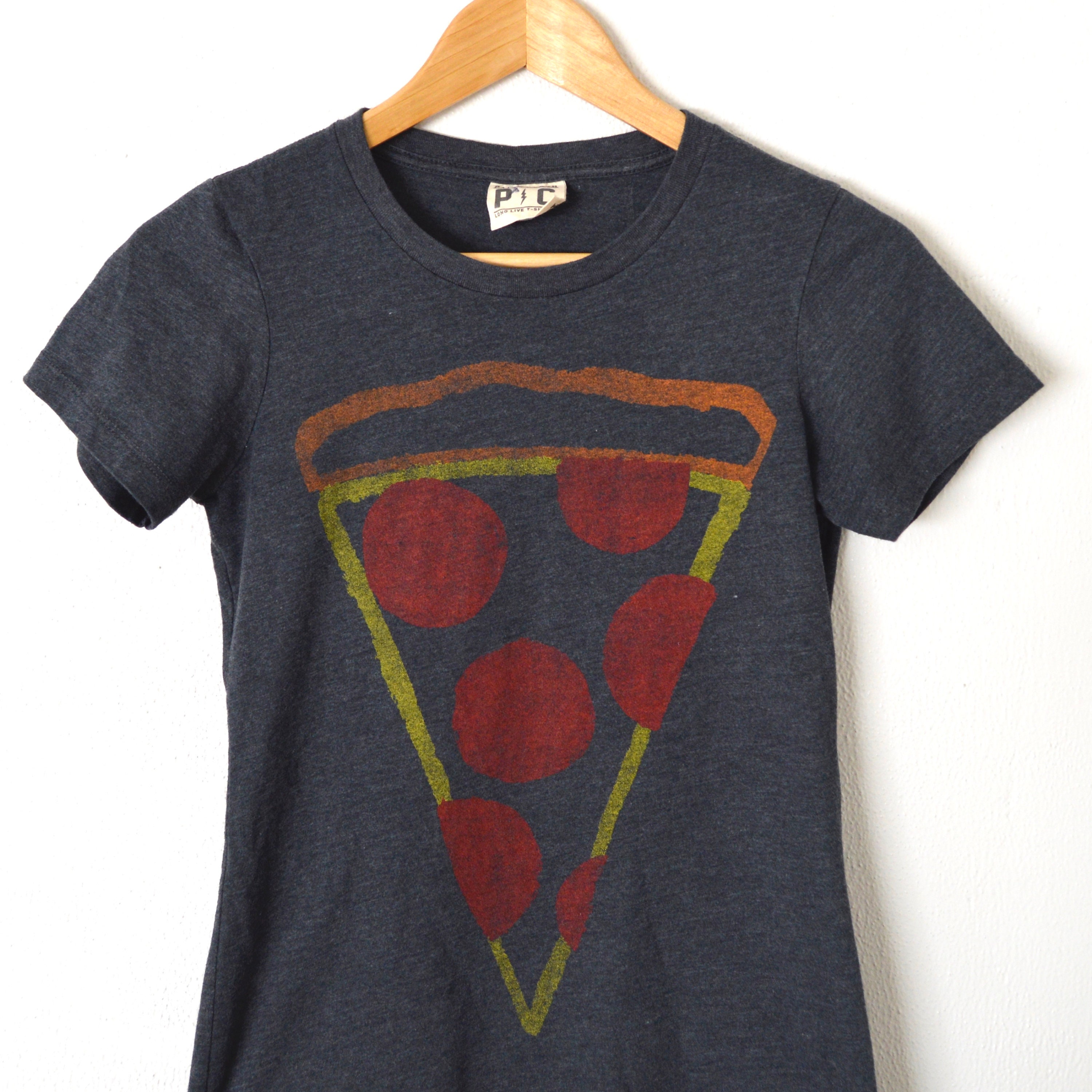 Vintage Pizza Tshirt Slice of Pizza Crew Neck Graphic Tee Etsy