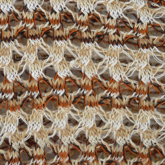 Brown Crochet Knit Blouse Short Sleeve Open Knit … - image 9
