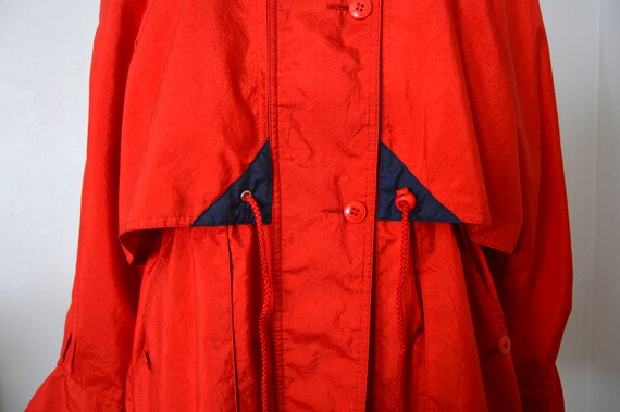 80s Red Windbreaker Parka Jacket | 1980s Long Ath… - image 4