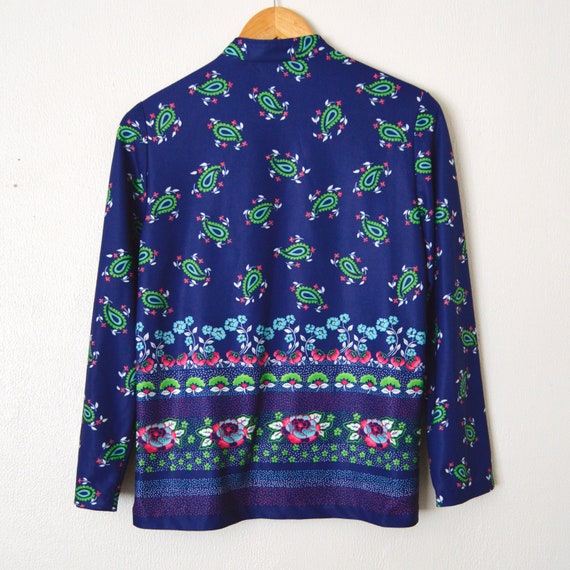 70s Paisley Floral Polyester Blouse | Boho Floral… - image 2