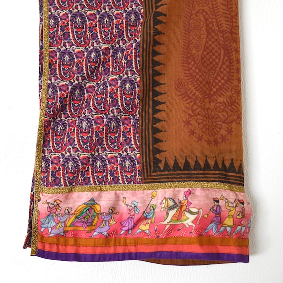Vintage Dupatta Scarf | Patterned Indian Sari Sca… - image 1