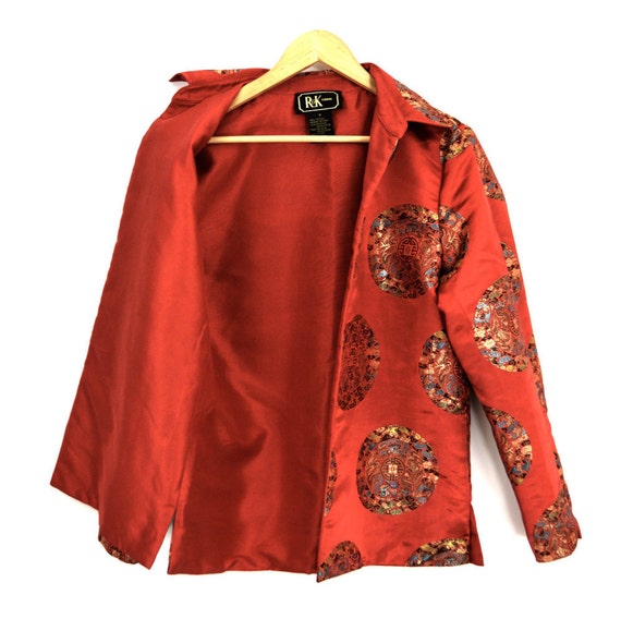 Vintage Red Silk Jacket | Chinese Silk Dragon Jac… - image 3