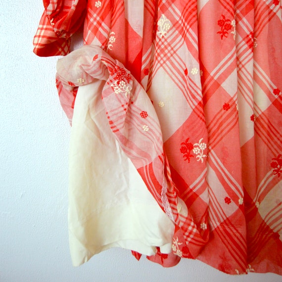 1970s Shirt Dress | White & Red Checkered Dress |… - image 7