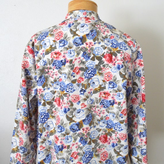 80s Floral Blazer Jacket | Pink & Blue Floral Boh… - image 3