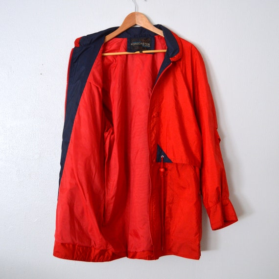 80s Red Windbreaker Parka Jacket | 1980s Long Ath… - image 7