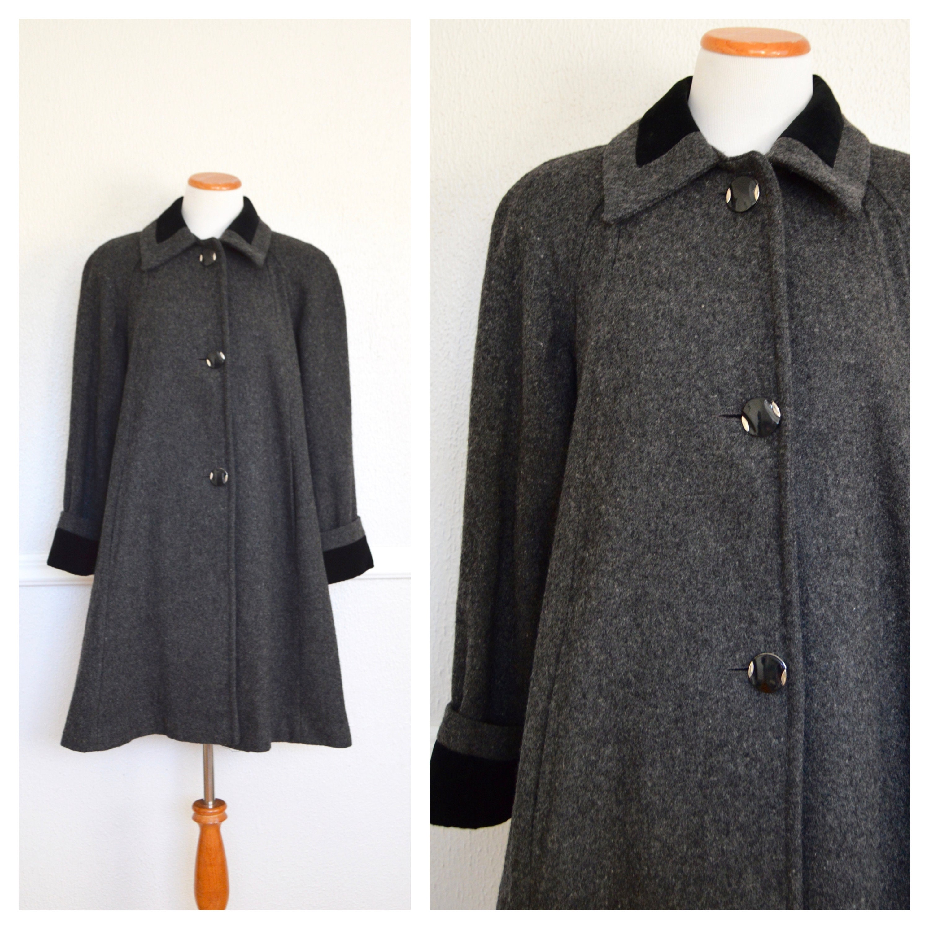 Gray Wool Overcoat Women's Heavy Wool A Line Coat Swing Etsy