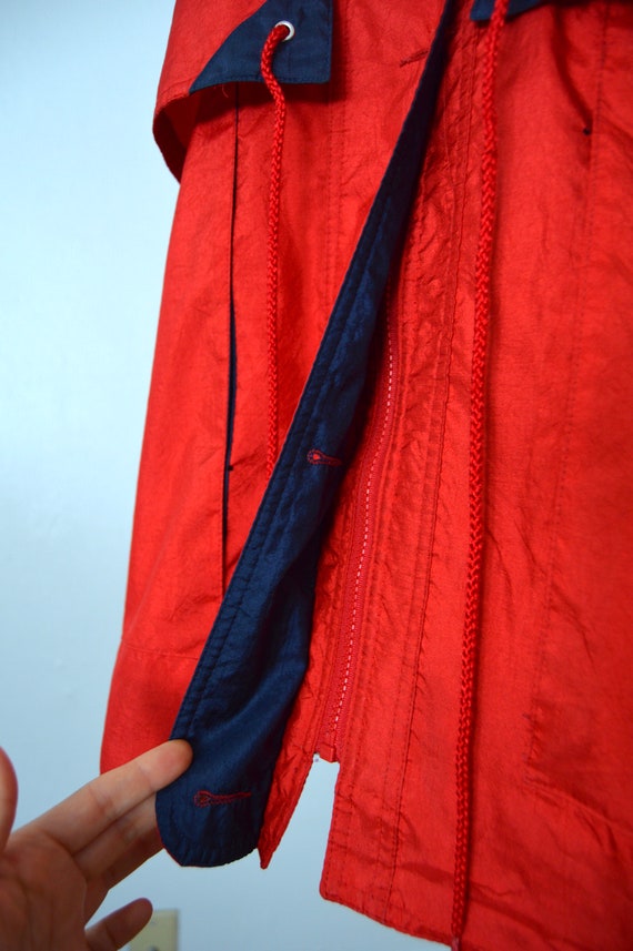 80s Red Windbreaker Parka Jacket | 1980s Long Ath… - image 9