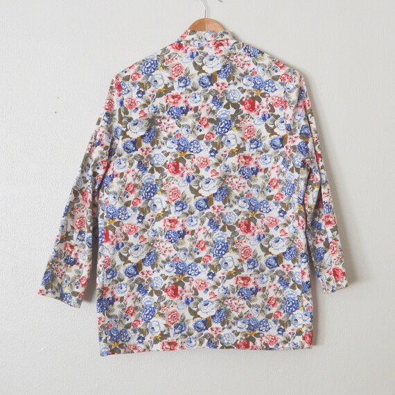 80s Floral Blazer Jacket | Pink & Blue Floral Boh… - image 8