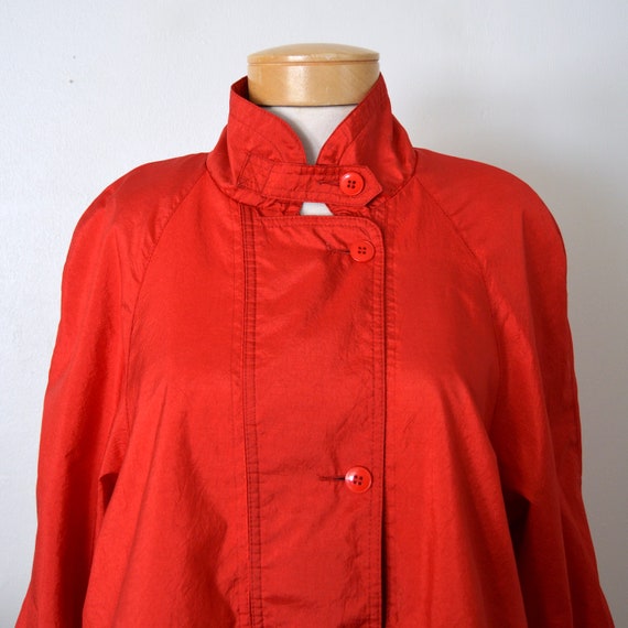 80s Red Windbreaker Parka Jacket | 1980s Long Ath… - image 2