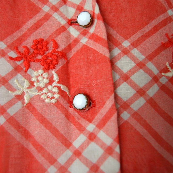 1970s Shirt Dress | White & Red Checkered Dress |… - image 8