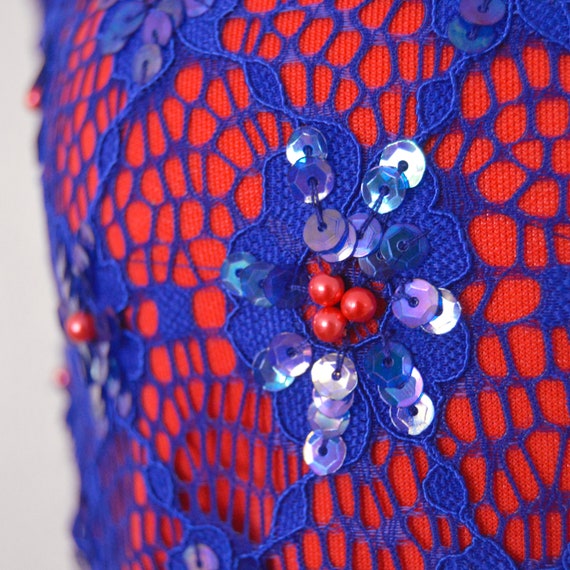 Sapphire Blue Sequin Cocktail Dress | Coral Orang… - image 4