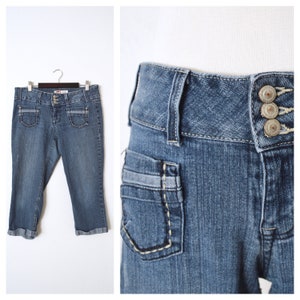 LEI Jeans Capri Pants | Y2K Low Rise Blue Jeans | Zipper Fly Denim Capri Pants