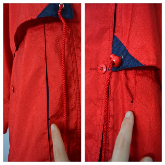 80s Red Windbreaker Parka Jacket | 1980s Long Ath… - image 10