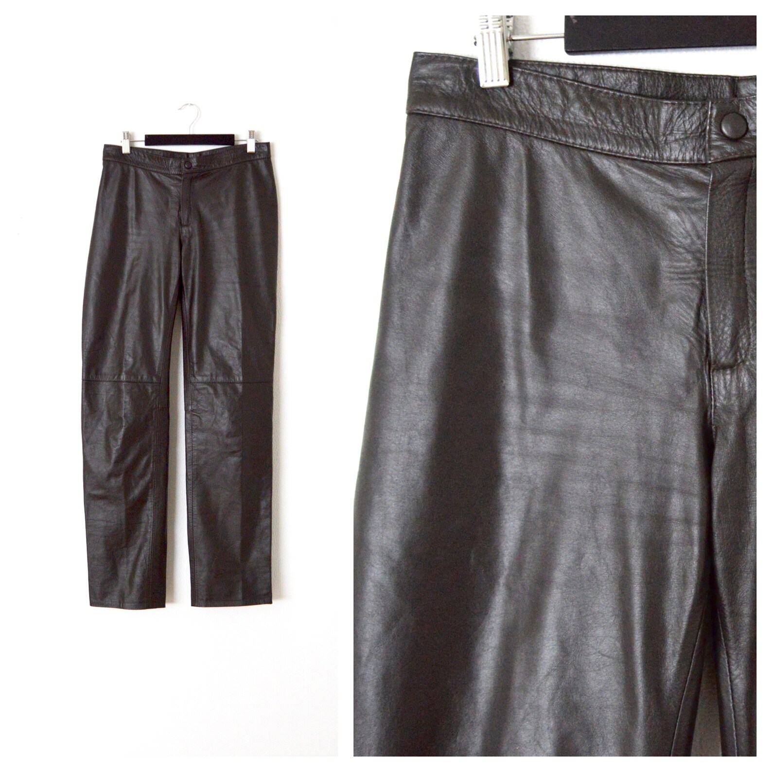 Vintage Leather Pants Women's Leather Straight Leg Pants - Etsy