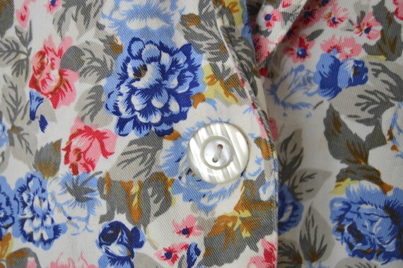 80s Floral Blazer Jacket | Pink & Blue Floral Boh… - image 6