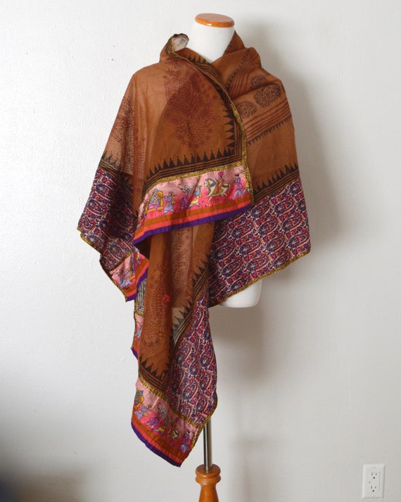 Vintage Dupatta Scarf | Patterned Indian Sari Sca… - image 9