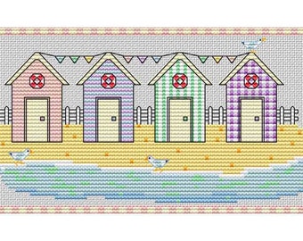 Beach Huts - Cross Stitch Pattern - PDF Digital Download
