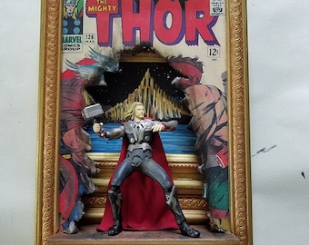 THOR, mixed media on canvas 9x12