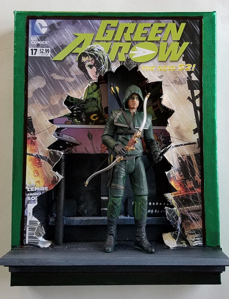 mixed media on canvas 9x12 Green Arrow
