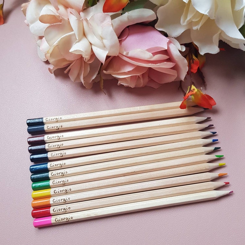 Personalised colouring pencils, 12 mixed colouring pencils customised with a name or words of your choice. Childs toy, stocking stuffer, fun image 7