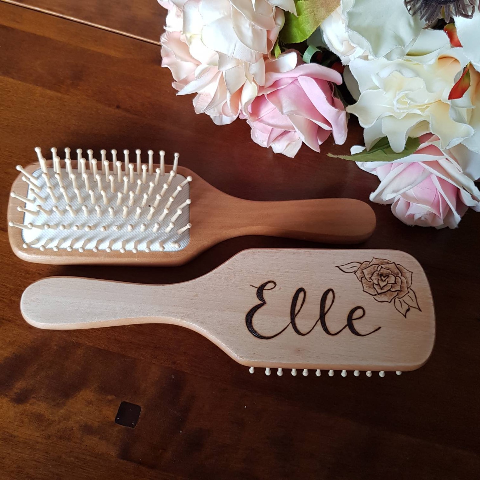 Personalised hair brush wooden hair brush customised brush Etsy