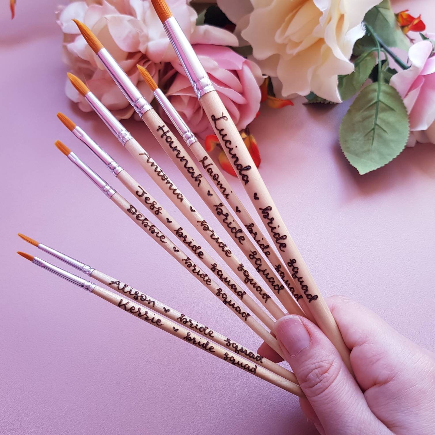 Personalised Paint Brushcustom Brush Set Wood Burned Artist Etsy UK