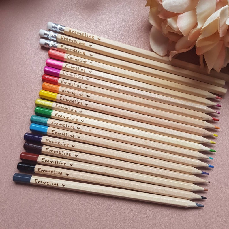 Personalised colouring pencils, 12 mixed colouring pencils customised with a name or words of your choice. Childs toy, stocking stuffer, fun image 4