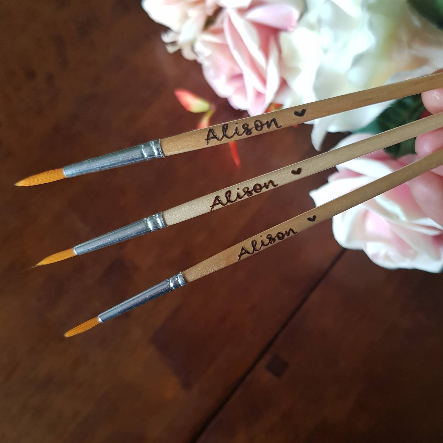Personalised Paint Brush,custom Brush Set, Wood Burned Artist