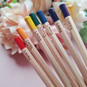 30 Wooden Colouring Pencils Personalised With Name, Birthday, Back ...