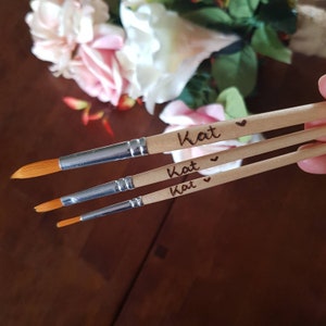 Personalised paint brush,custom brush set, wood burned artist supplies, paintbrush with your name on, wooden paintbrushes, art and painting image 7