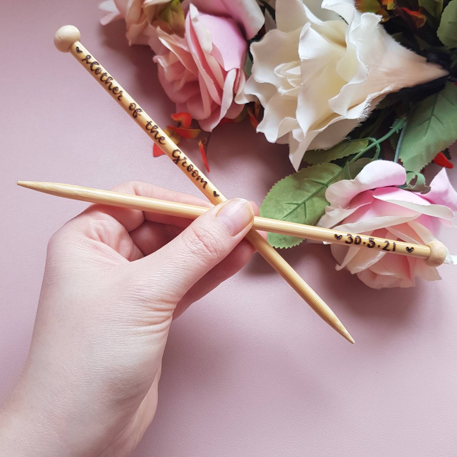 Knitting needles, personalised knitting needles, custom knitting need…