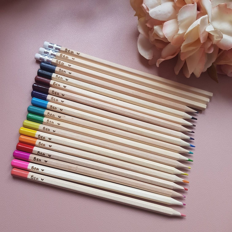 Personalised colouring pencils, 12 mixed colouring pencils customised with a name or words of your choice. Childs toy, stocking stuffer, fun image 3