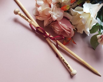 Personalised Knitting needles, bamboo needles, craft supplies
