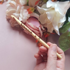 Crochet hooks, personalised crochet hooks, custom crochet hooks, bamboo crochet hooks, crocheting supplies, grandma gift, mum gift, knitting image 3