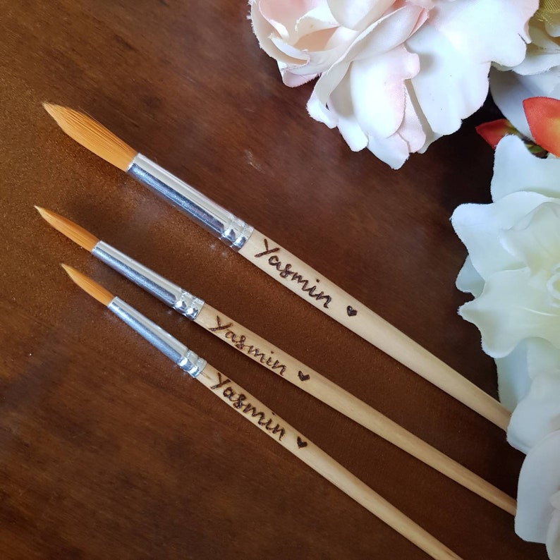 Personalised Paint Brushcustom Brush Set Wood Burned Artist Etsy