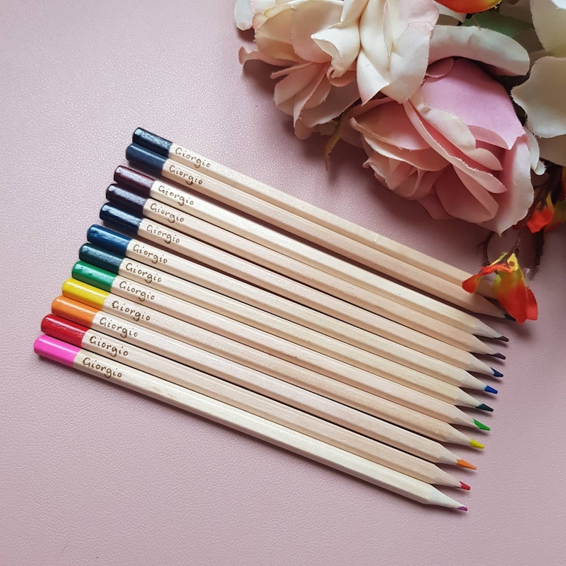 Personalised colouring pencils, 12 mixed colouring pencils customised with a name or words of your choice. Childs toy, stocking stuffer, fun image 5